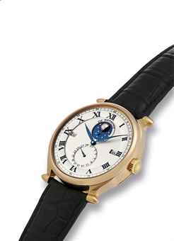 DE BETHUNE. A FINE AND LARGE 18K PINK GOLD PERPETUAL CALENDAR WRISTWATCH WITH 3-DIMENSIONAL REVOLVING MOON PHASES AND LEAP YEAR INDICATION 