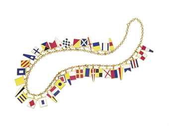AN ENAMEL AND GOLD FLAG NECKLACE, BY BVLGARI  