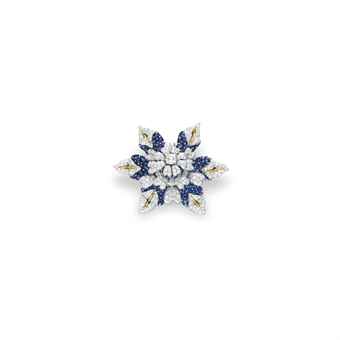 A DIAMOND AND SAPPHIRE BROOCH, BY JEAN SCHLUMBERGER, TIFFANY & CO.  