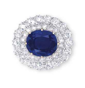 AN EXCEPTIONAL SAPPHIRE AND DIAMOND BROOCH  