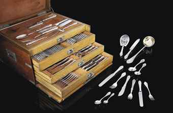 AN IMPERIAL SILVER FLATWARE SERVICE | MOST MARKED GRACHEV BROTHERS