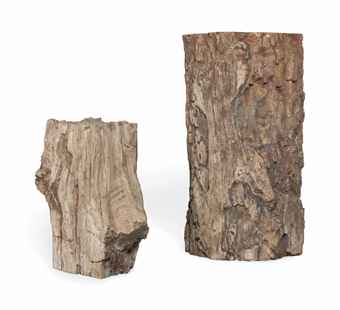 TWO MADAGASCAN PETRIFIED WOOD SPECIMENS  