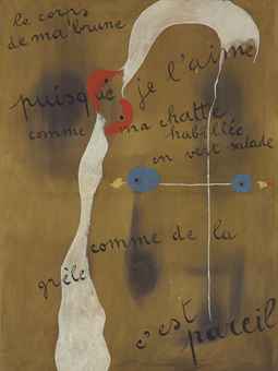 Painting-Poem (le corps de ma brune puisque je l'aime comme ma chatte habillée en vert salade comme de la grêle c'est pareil) 