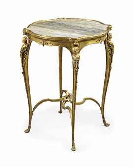 A FRENCH ORMOLU AND GREEN MARBLE GUERIDON | BY ZWIENER JANSEN 