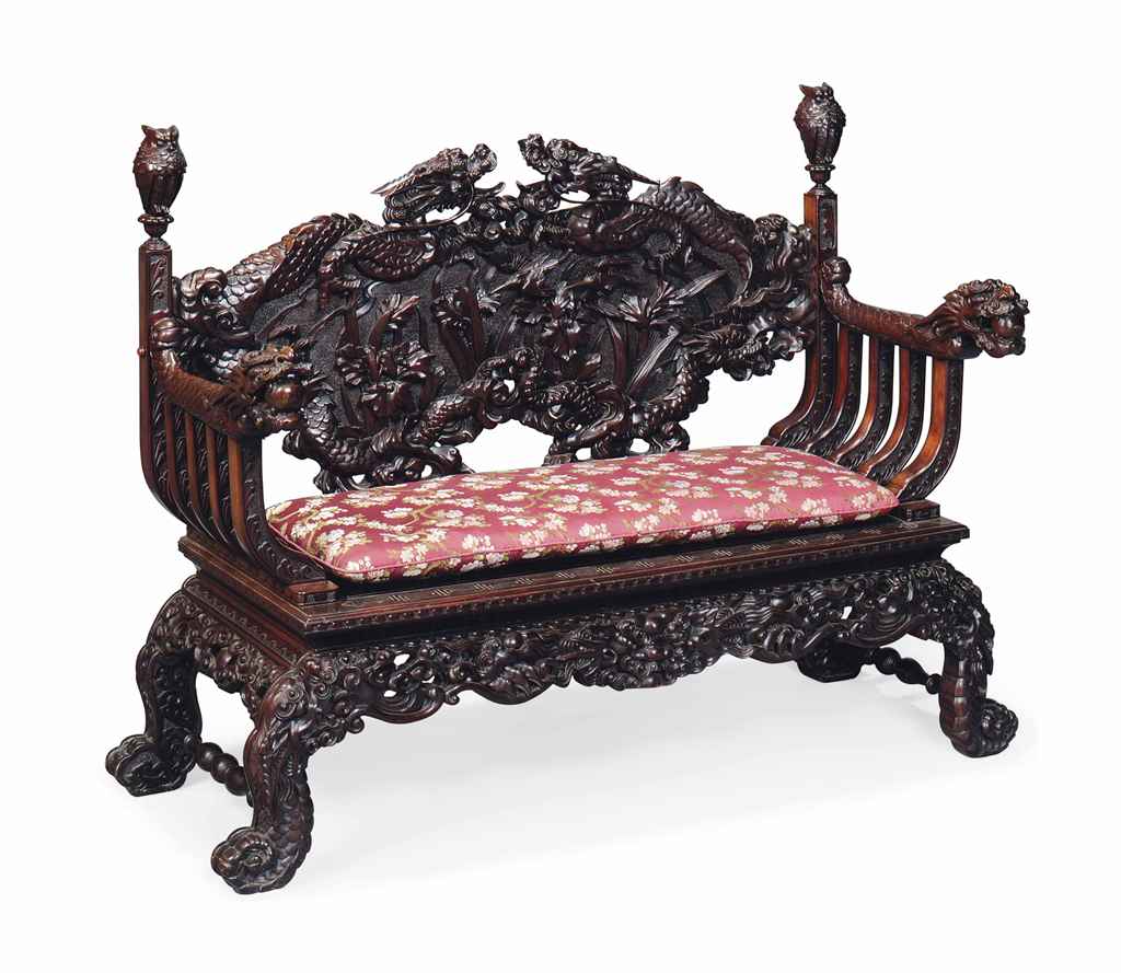 A CHINESE CARVED HARDWOOD SOFA , 20TH CENTURY Christie's