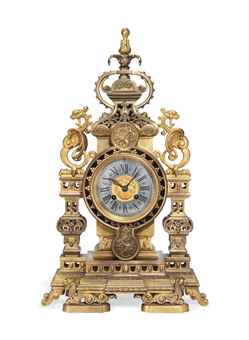 Furniture German on German Gothic Revival Gilt Bronze Mantel Clock   Late 19th Century