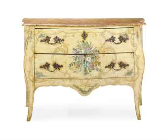Furniture Italian Style on An Italian Polychrome Painted And Faux Marble Top Commode    20th