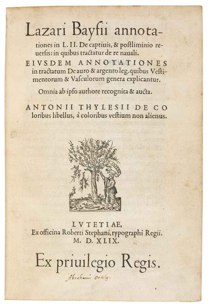 ORTELIUS BAIF, Lazare de (d 1547) Annotationes in LII De