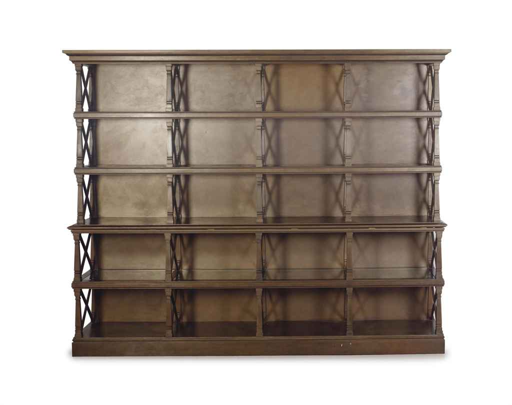 A CONTEMPORARY BRONZEPAINTED WOOD AND GLASS ETAGERE BOOKCASE, , LATE 20TH CENTURY Christie's
