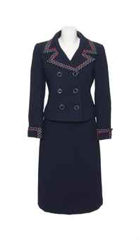 MARGARET THATCHER'S BUSINESS SUIT OF DARK BLUE WOOL  