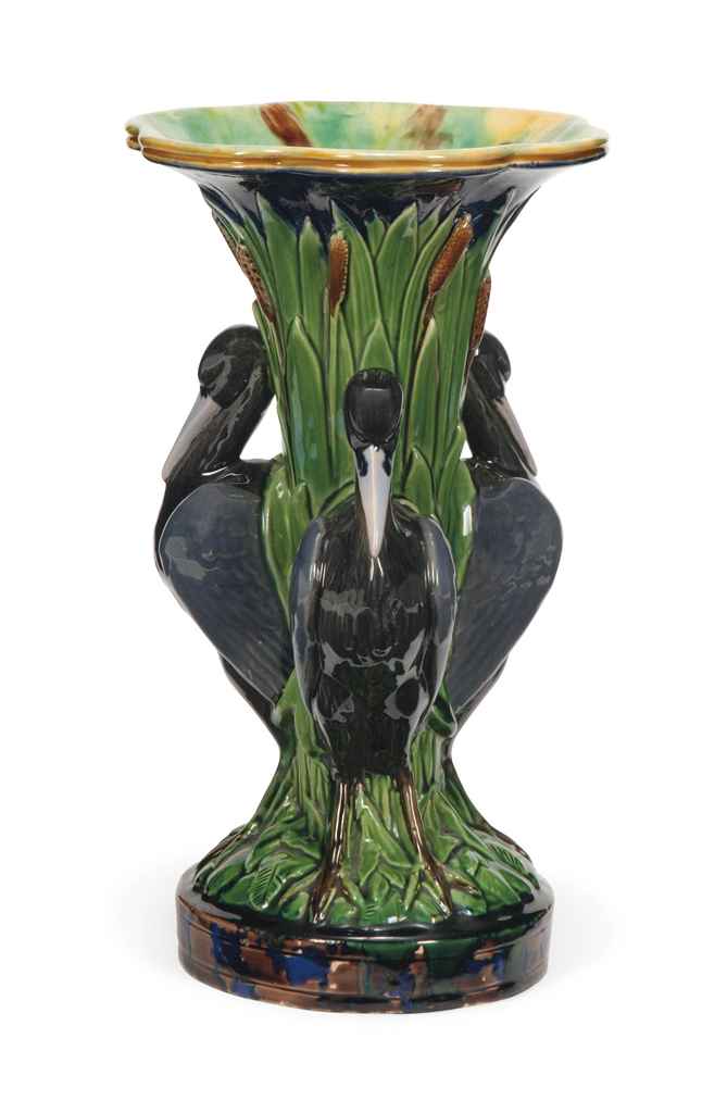 A MINTON MAJOLICA VASE , YEAR CYPHER FOR 1858, IMPRESSED MARKS Christie's