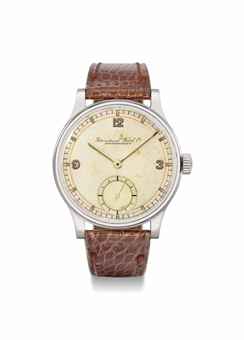 IWC. A very fine and rare stainless steel oversized wristwatch with two-tone silvered dial 