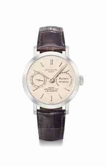 Patek Philippe. An exceptional, highly attractive, historically important and certainly unique platinum chromometer wristwatch with Guillaume balance, Bulletin d'Observatoire, additional diamond-set dial and platinum bracelet 