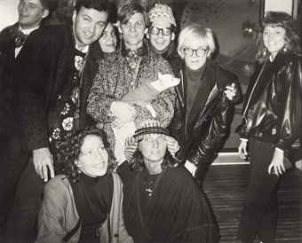 Andy, Peter McGough, Marie-Chantal Miller and unidentified guests, 1986  
