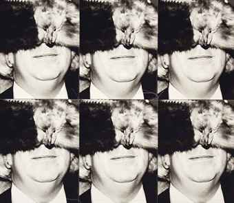 Man with mink head, 1980s  