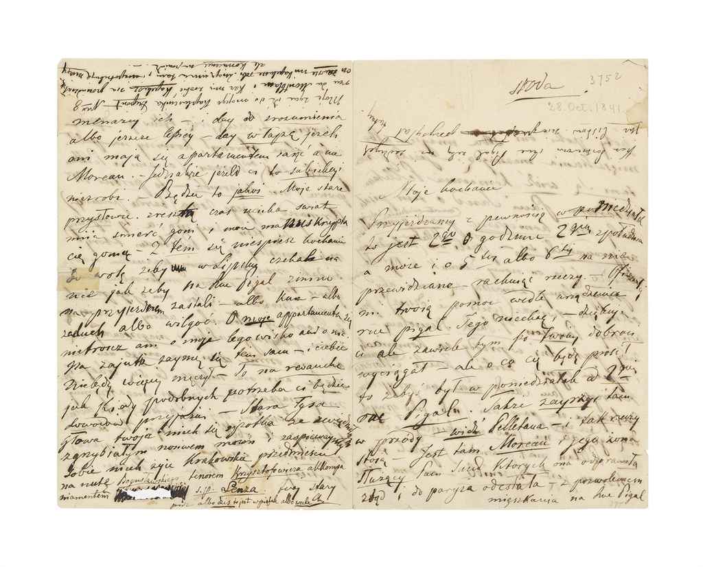 CHOPIN, Frédéric (1810-1849) Autograph letter signed ('Ch') ...