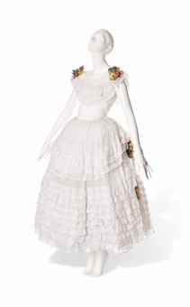 A JEANNE LANVIN ROBE DE STYLE OF WHITE ORGANZA  