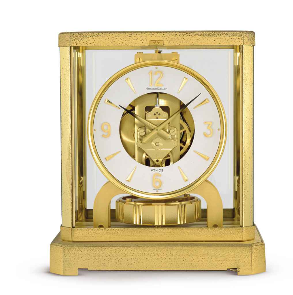 JAEGERLECOULTRE. A GILT BRASS ATMOS CLOCK , SIGNED JAEGERLECOULTRE