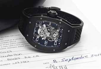 Richard Mille. A Fine and Rare Limited Edition Titanium Skeletonized Wristwatch with Tourbillon 