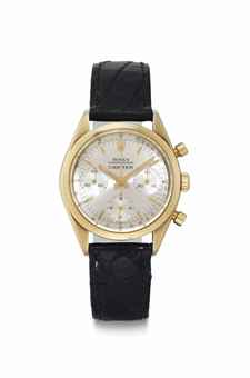 Rolex. A Very Fine and Rare 14k Gold Chronograph Wristwatch  