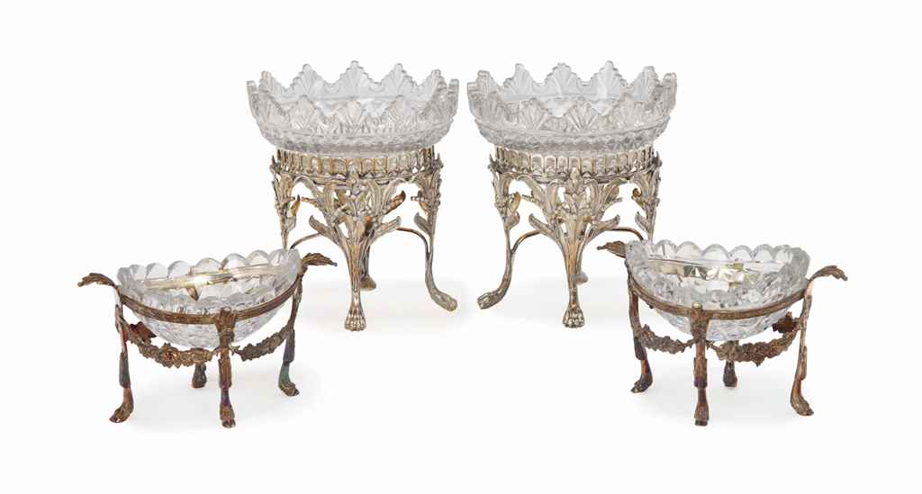 A PAIR OF GEORGE III-STYLE AND A PAIR OF GEORGE IV-STYLE SIL...