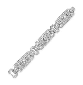 christies magnificent jewels, art deco jewelry, art deco diamond bracelet