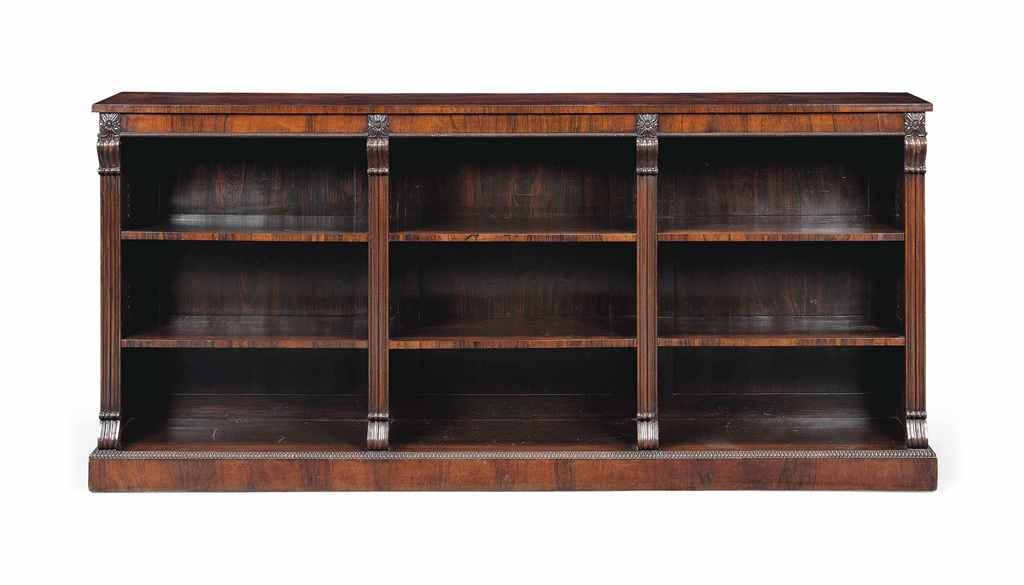 A WILLIAM IV ROSEWOOD AND SIMULATED ROSEWOOD OPEN BOOKCASE ...