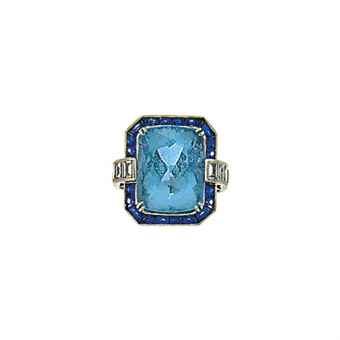 aquamarine ring, sapphire ring, vintage cocktail ring, christies cocktail rings