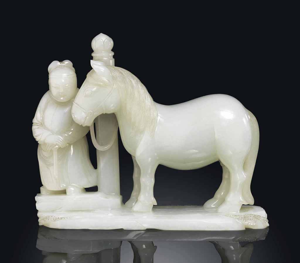 A PALE CELADON JADE CARVING OF A HORSE AND SCHOLAR , 18TH/19TH CENTURY Christie's