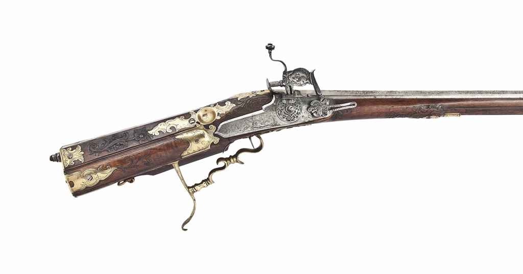 A GERMAN 16BORE WHEELLOCK SPORTING RIFLE , BY ERTTEL, DRESDEN, MID