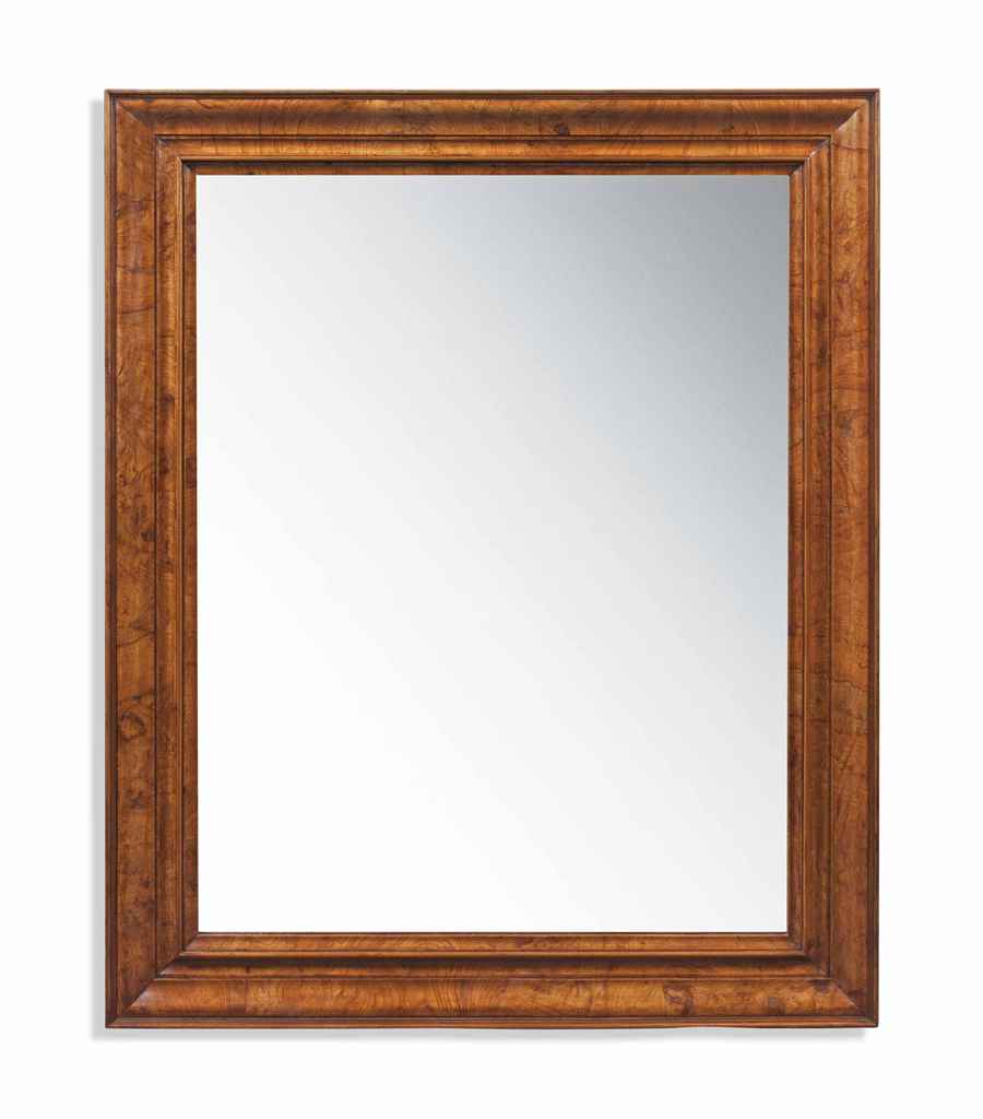 AN ENGLISH BURR ELM PICTURE FRAME ADAPTED TO A MIRROR