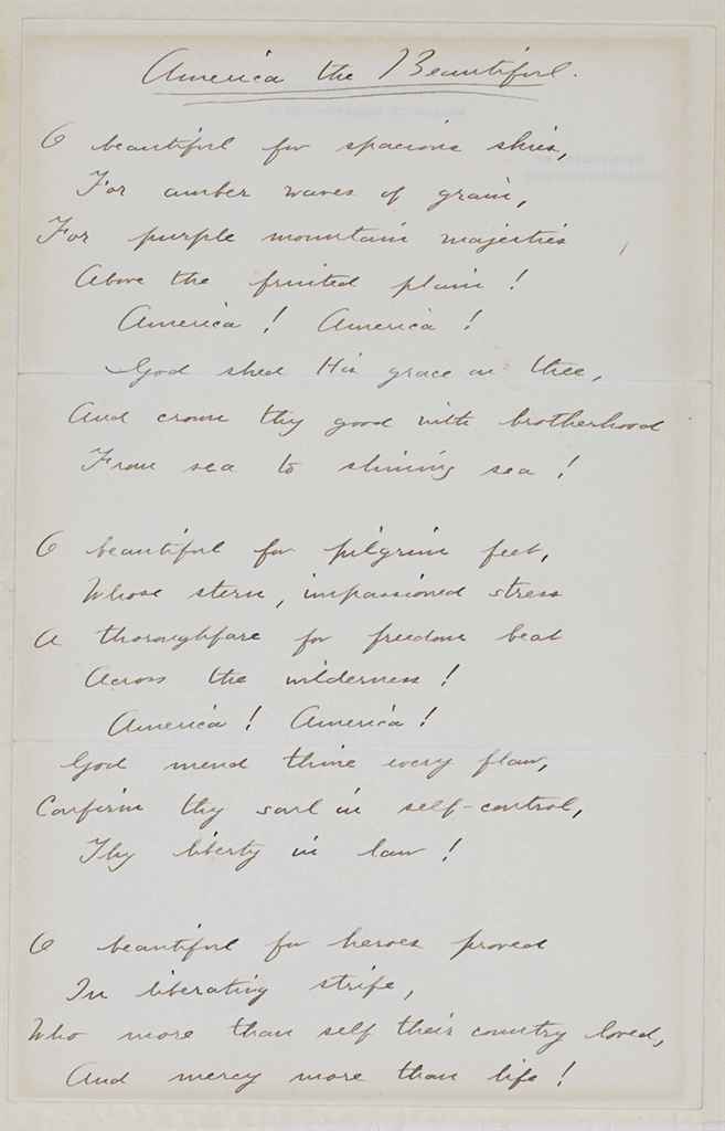 BATES, Katherine Lee (1859-1929), poet, educator Autograph m...