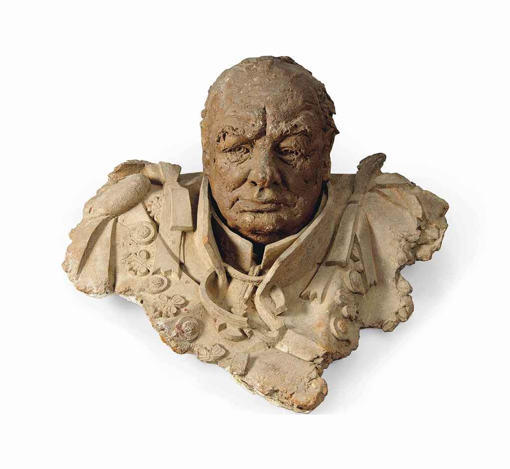 A DUTCH TERRACOTTA MAQUETTE OF SIR WINSTON CHURCHILL