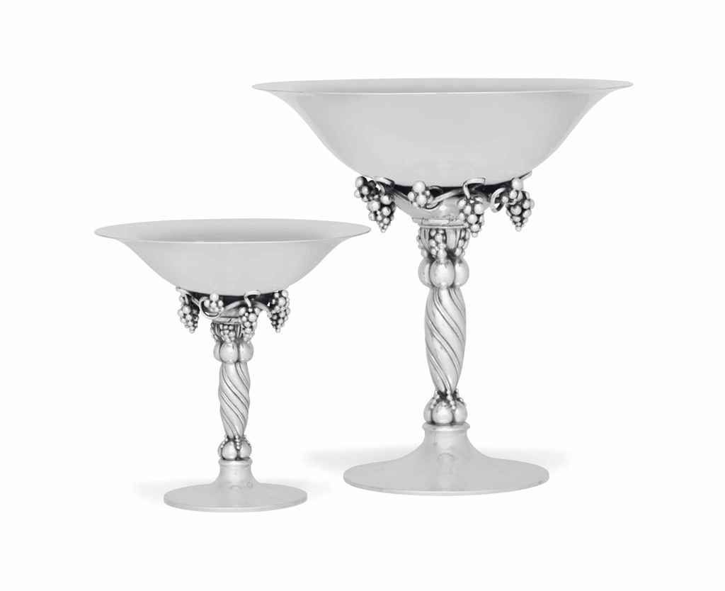 TWO DANISH SILVER COMPOTES, DESIGNED BY GEORG JENSEN