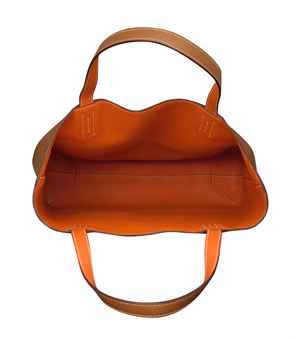 A GOLD \u0026amp; ORANGE H CLEMENCE LEATHER REVERSIBLE DOUBLE SENS MM TOTE ...  
