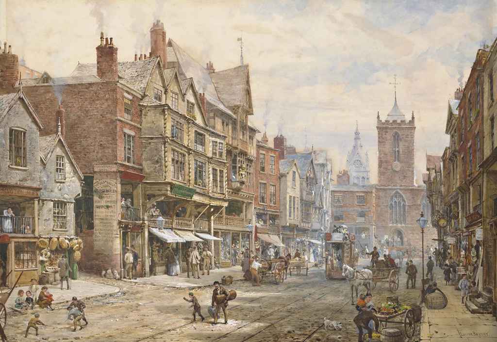 Louise Ingram Rayner (18311924) , Bridge Street, Chester with St