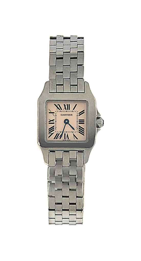 A stainless steel mother-of-pearl 'Santos Demoiselle' quartz...