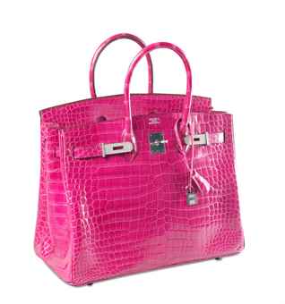 AN EXCEPTIONAL SHINY FUCHSIA POROSUS CROCODILE DIAMOND BIRKIN 35 ...