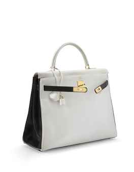 SAC KELLY RETOURN 35 BICOLORE EN TAURILLON CLMENCE BLANC \u0026amp; VEAU ...  