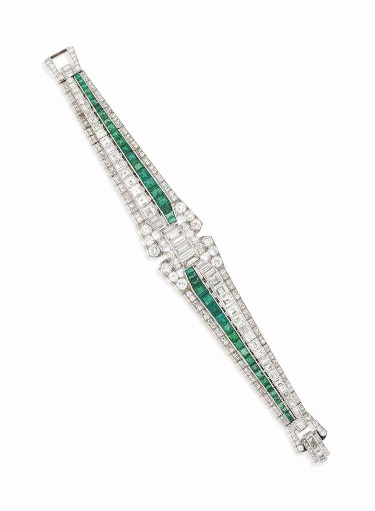 AN ART DECO EMERALD AND DIAMOND BRACELET, PROBABLY BY DRAYSON | Jewelry, bracelet | Christies AN ART DECO EMERALD AND DIAMOND... 