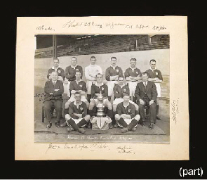 A black and white photograph of the 1929-30 Arsenal F.A.Cup-winning side...