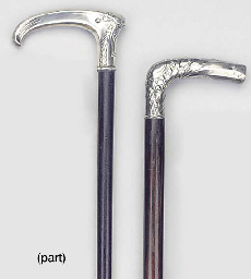 A German white metal mounted walking stick