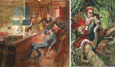 Two illustrations to Ian Fleming's Man with the Golden Gun  
