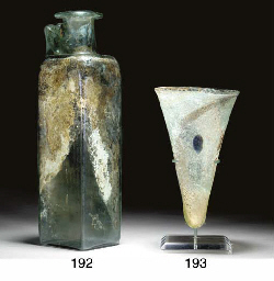 A BYZANTINE GLASS LAMP  