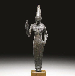 AN ETRUSCAN BRONZE FIGURE OF A WOMAN  