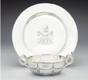 A George V Silver Porringer and a George V Silver Salver