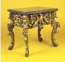 AN ANGLO-DUTCH GILT-DECORATED AND CARVED SIDE TABLE  