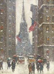 Old Trinity in Winter and Wall Street  