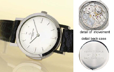 vacheron constantin. a very fine, rare, large and ultra-thin 18k white gold minute repeating wristwatch
