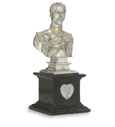 A SILVER-PLATE MEMORIAL BUST OF H.R.H. PRINCE ALBERT VICTOR, DUKE OF CLARENCE AND AVONDALE IN HIS UNIFORM AS CAPTAIN OF THE 10<V>T<V>H HUSSARS 
